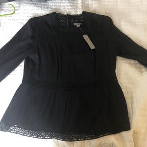 J. Crew point sur black peplum top
